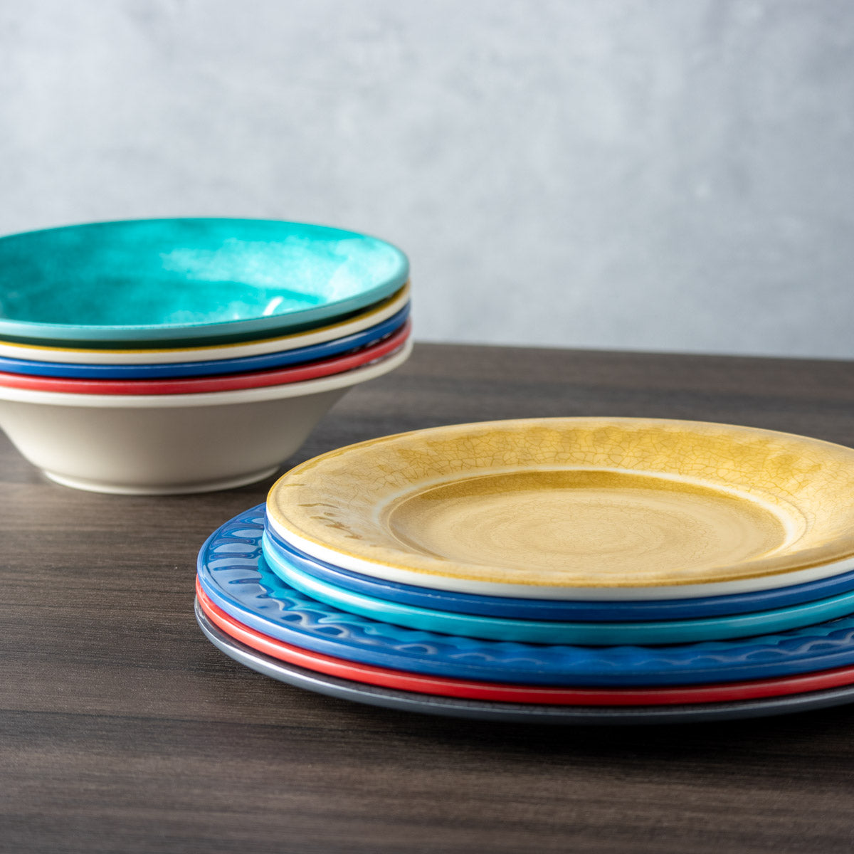 クラックル ディナープレート 27cm グレー 【メラミン樹脂】 – ア