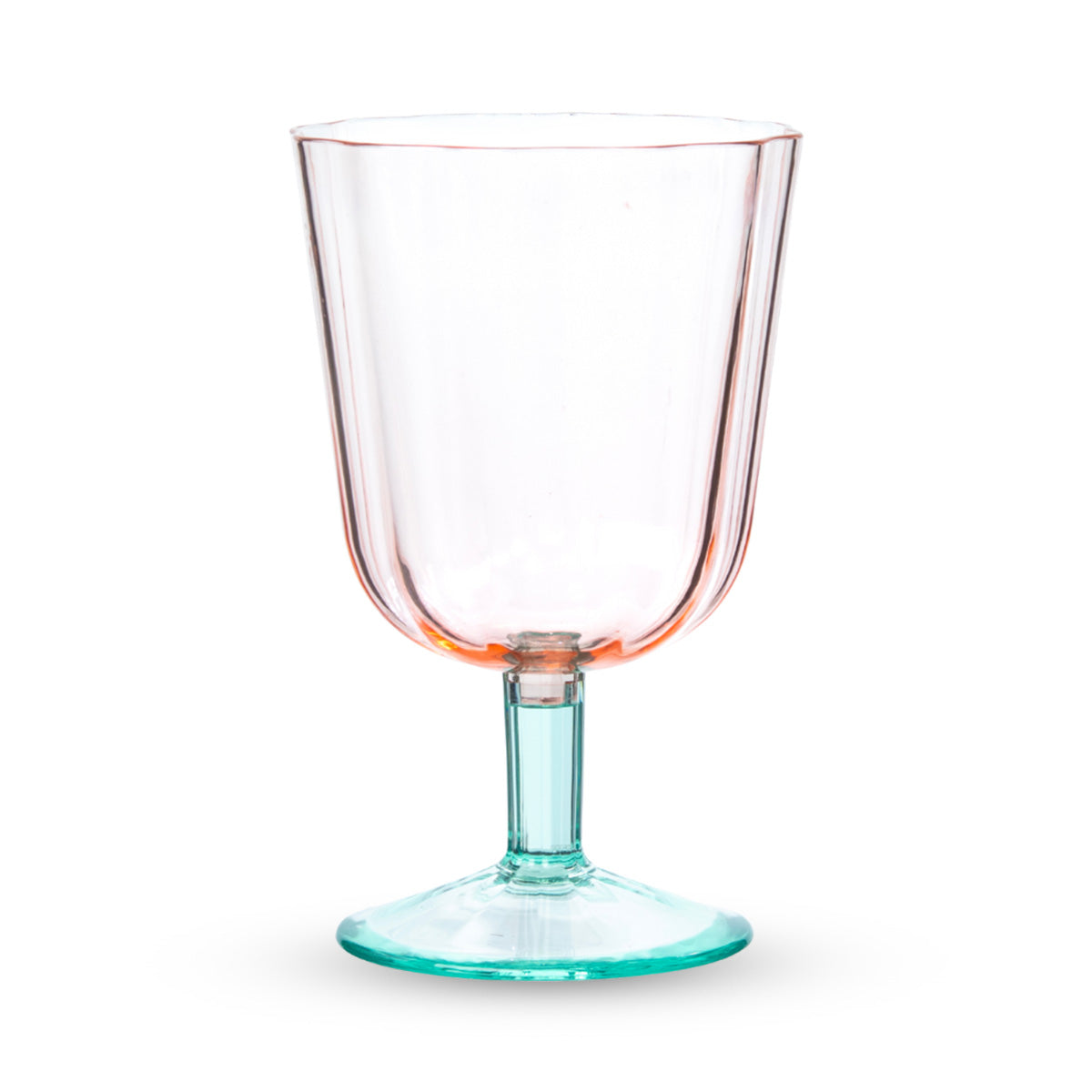 シンプルスカロップ ゴブレットグラス 500ml ピンクグリーン 【MS樹脂