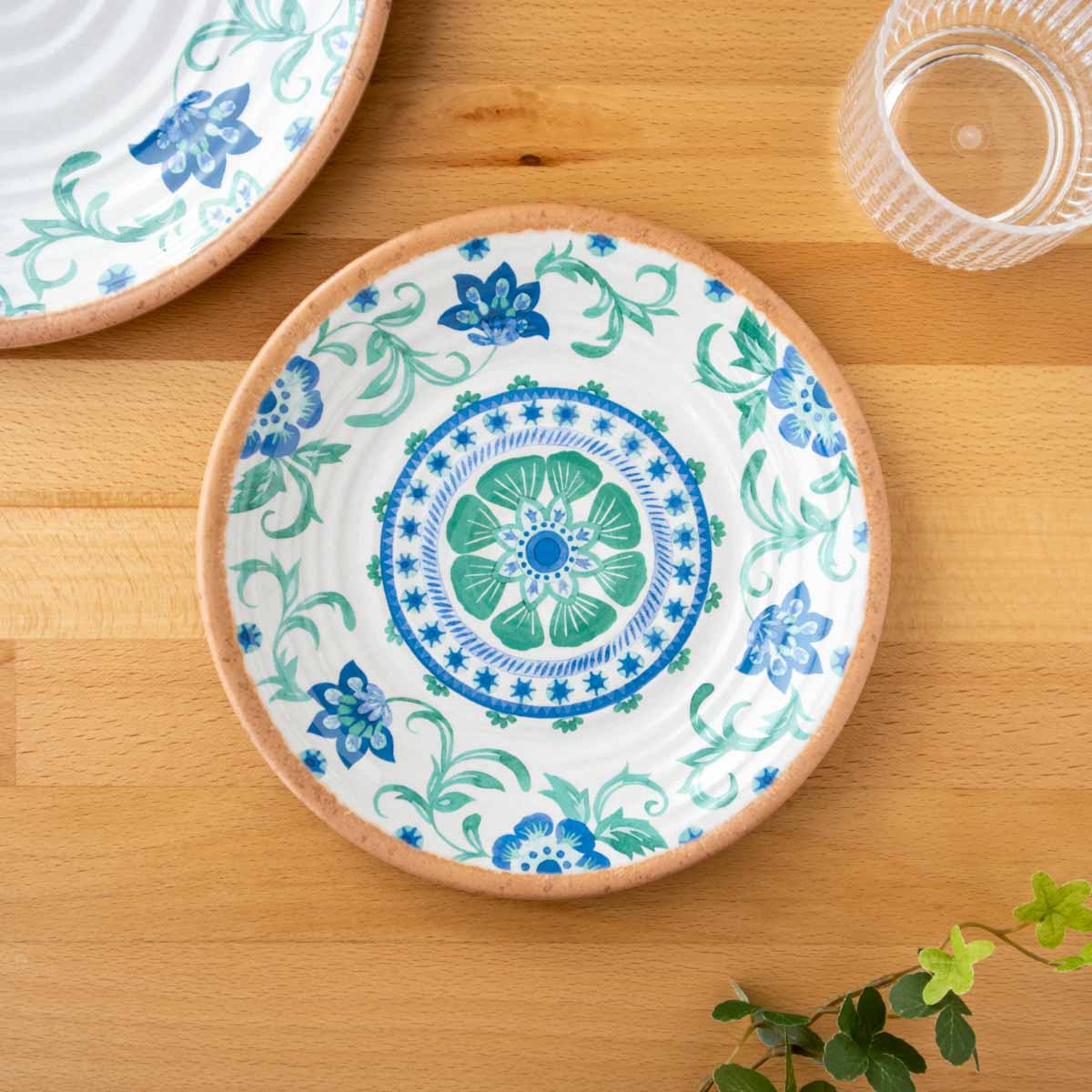 リオターコイズフローラル サラダプレート 22cm 【メラミン樹脂】