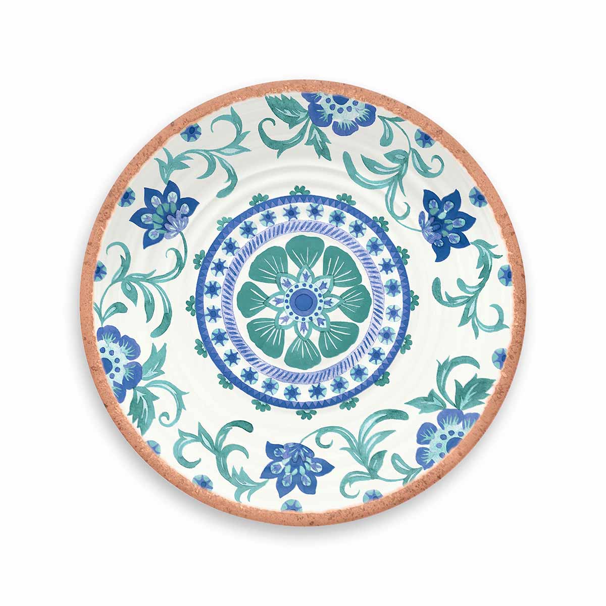 リオターコイズフローラル サラダプレート 22cm 【メラミン樹脂】